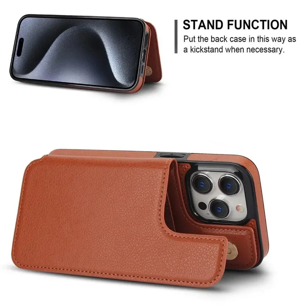 10x Magnetic Wallet Case Brown PU Leather Card Holder Stand Shockproof Arae 10pc